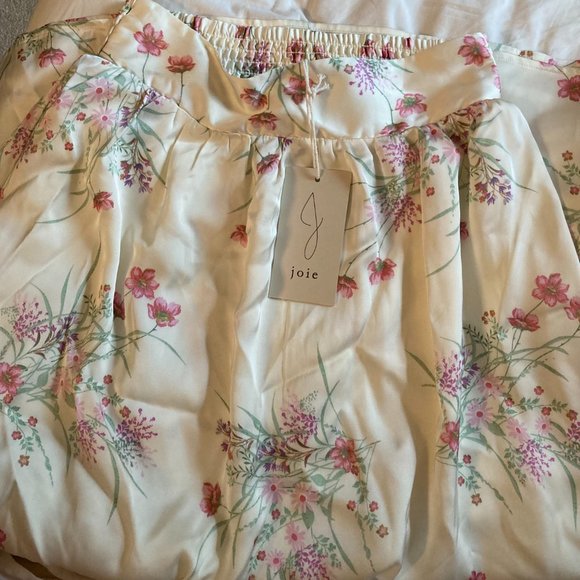 Joie Designer Silky Floral Botanical Two Piece Dress Set Skirt Crop Top XS 0-2 - Picture 3 of 8